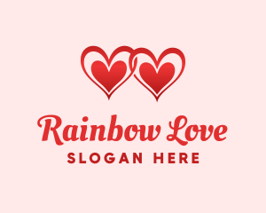 Red Love Hearts logo design