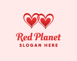 Red Love Hearts logo design