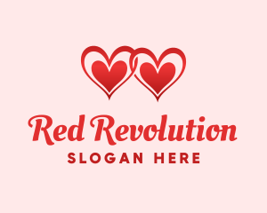 Red Love Hearts logo design