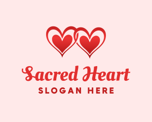 Red Love Hearts logo design