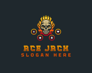 Blackjack - Casino Flaming Skull logo design