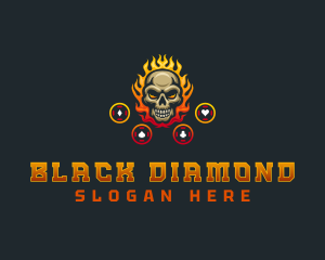 Casino Flaming Skull logo design