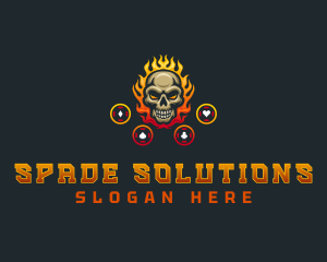 Casino Flaming Skull logo design