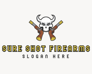 Pistol Guns Skull logo design