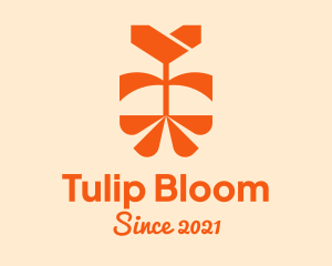 Tulip - Orange Tulip Flower logo design