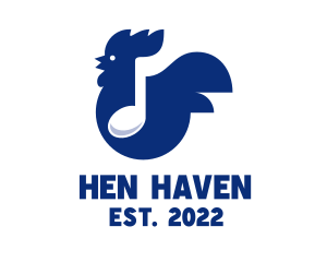 Hen - Rooster Music Note logo design