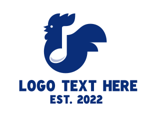 Blue - Rooster Music Note logo design