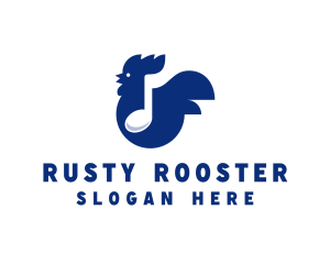 Rooster Music Note  logo design