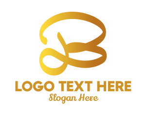 Handwriting - Gold Handwriting Letter B logo design