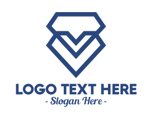 Initial - Blue Diamond Heart logo design