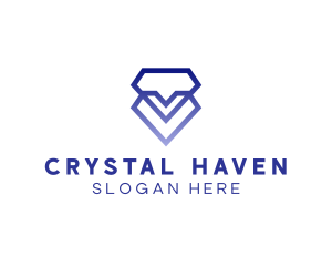 Diamond Heart Gem logo design