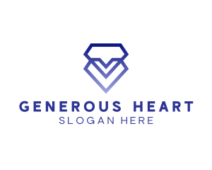 Diamond Heart Gem logo design