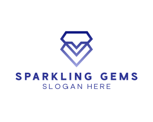 Diamond Heart Gem logo design