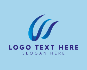 Blue - 3D Letter W Ribbon Business logo design