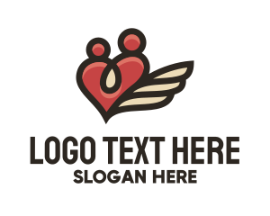 Marriage - Couple Love Wings logo design