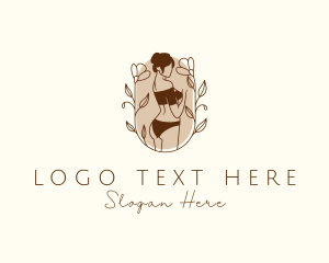 Lingerie - Floral Swimsuit Woman logo design