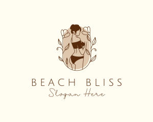 Swimsuit - Floral Swimsuit Woman logo design