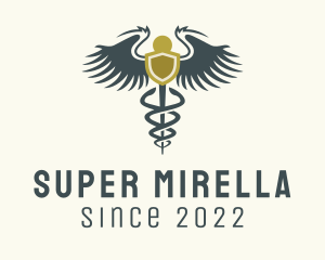Shield Caduceus Medical  logo design