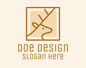 Doe - Deer Head Frame logo design
