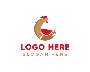 Culinary - Rooster Wine Glass logo design