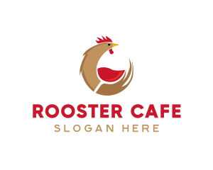 Rooster Wine Glass logo design