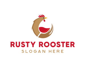 Rooster Wine Glass logo design