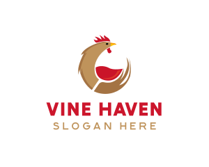 Rooster Wine Glass logo design