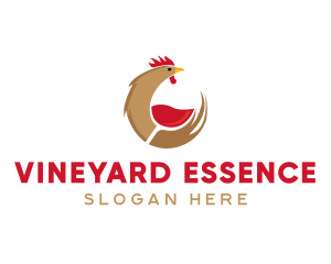 Rooster Wine Glass logo design