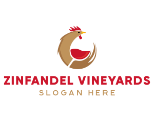 Rooster Wine Glass logo design