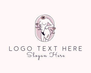 Sexy - Floral Nude Female Underwear logo design