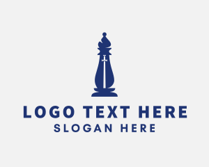 Chess Piece - Chess Bishop Sword logo design