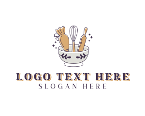 Bowl - Pastry Whisk Piping Bag logo design