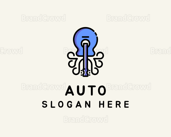 Guitar Octopus Instrument Logo