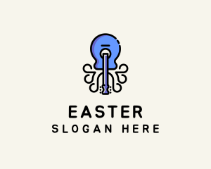 Sea - Guitar Octopus Instrument logo design