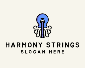 Guitar Octopus Instrument logo design