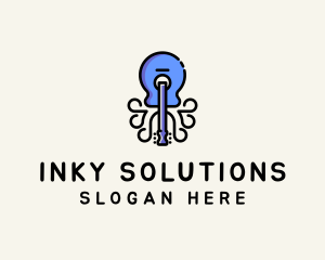 Guitar Octopus Instrument logo design