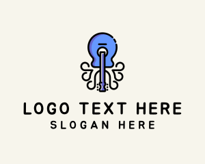 Squid - Guitar Octopus Instrument logo design