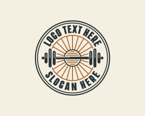 Excercise Equipment - Barbell Gym Workout logo design
