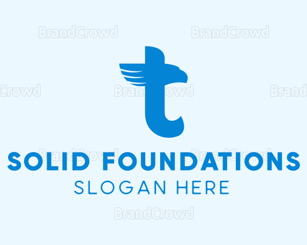 Blue Eagle Letter T Logo