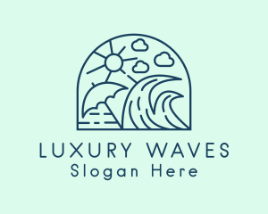 Summer Surfing Beach logo design