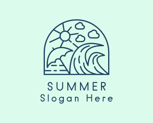 Summer Surfing Beach logo design