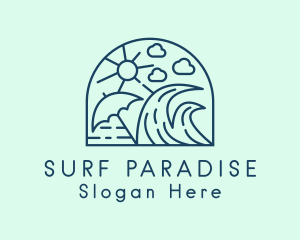 Summer Surfing Beach logo design