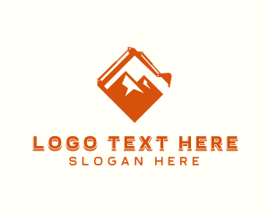 Excavator - Mountain Quarry Excavation logo design