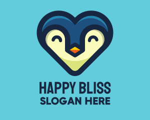 Happy Heart Penguin logo design