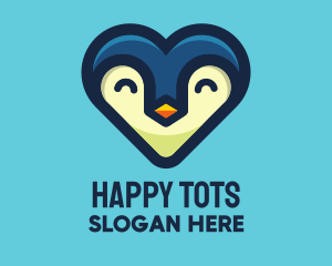 Happy Heart Penguin logo design