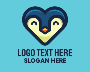 Illustration - Happy Heart Penguin logo design