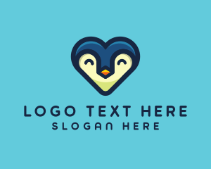 Penguin - Happy Heart Penguin logo design