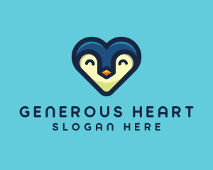 Happy Heart Penguin logo design