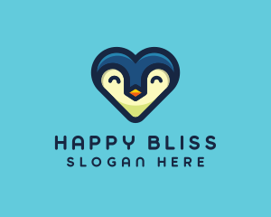 Happy Heart Penguin logo design