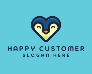 Happy Heart Penguin logo design